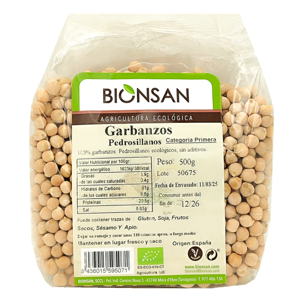 Garbanzos Pedrosillanos en grano Ecológicos 500gr