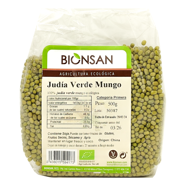 Judia Verde Mungo en grano Ecológica 500gr