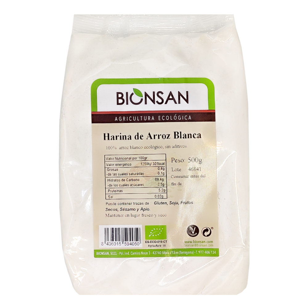 Harina de arroz blanca ecológica bionsan