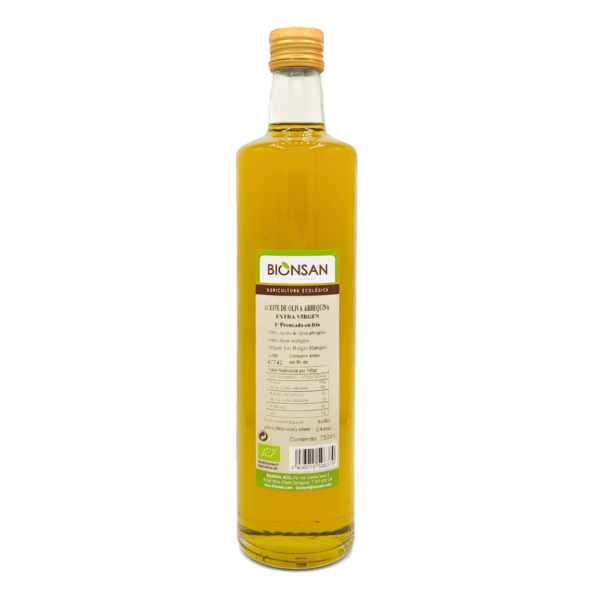 Aceite de Oliva Arbequina primera prensada en frio ecológico Bionsan 750ml
